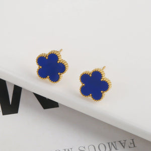 Four-Leaf Clover | Blue Stud Earrings